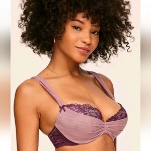 Adore Me Clairabelle Demi Push Up Bra Purple Underwire Women's Size 40C